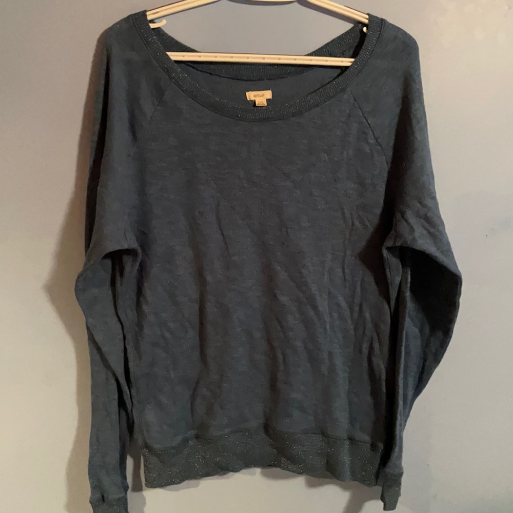 Aerie Blue Sparkly Crew Neck Sweater